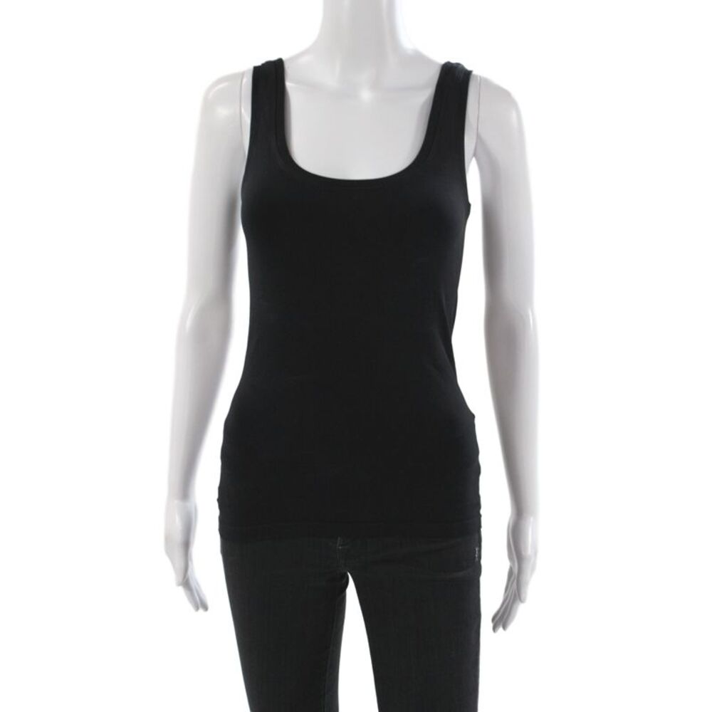 Bordeaux Women Basic Sleeveless Tank Black Scoop Neck Nylon Size One Size